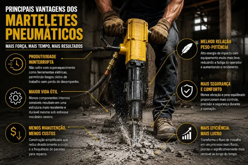 Principais vantagens dos marteletes pneumáticos
